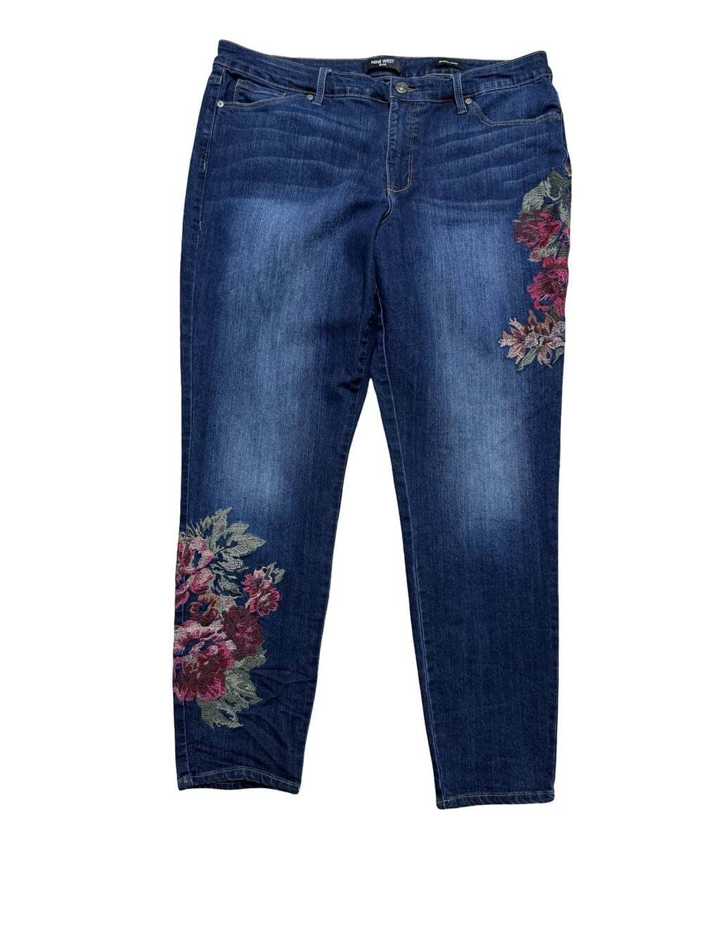 Nine West Jeans Gramercy Skinny Women’s 16 Embroidered Floral Denim
